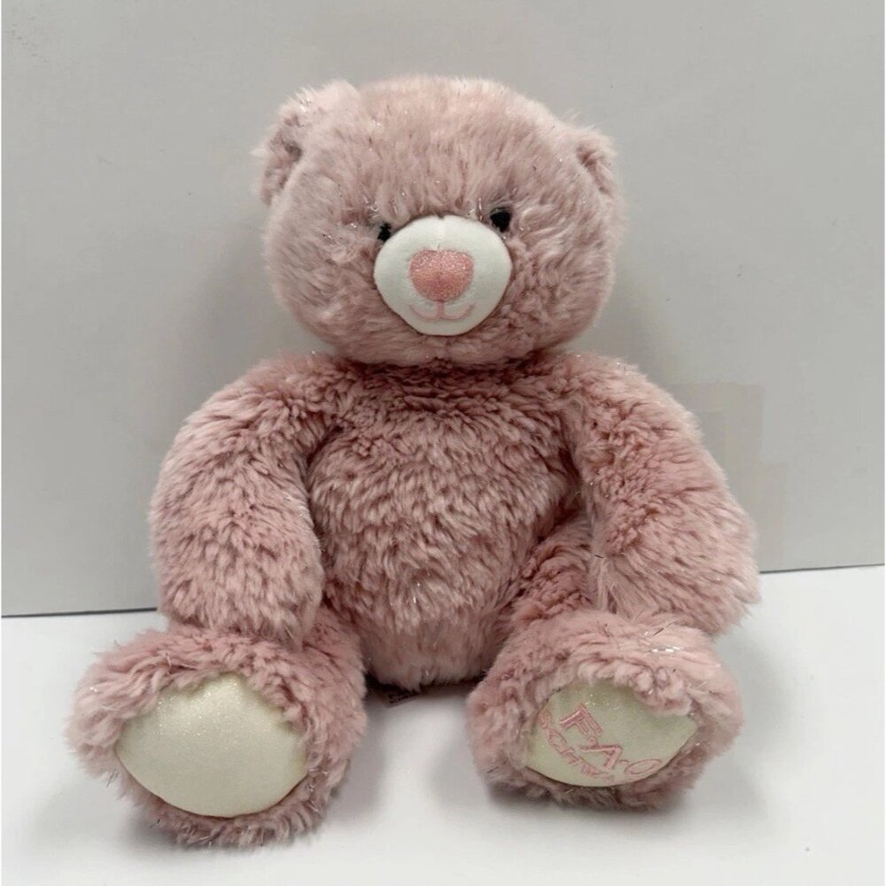 FAO Schwarz Bear Stuffed Animal Plush Pink Sparkler Glitter Bear Stuffie